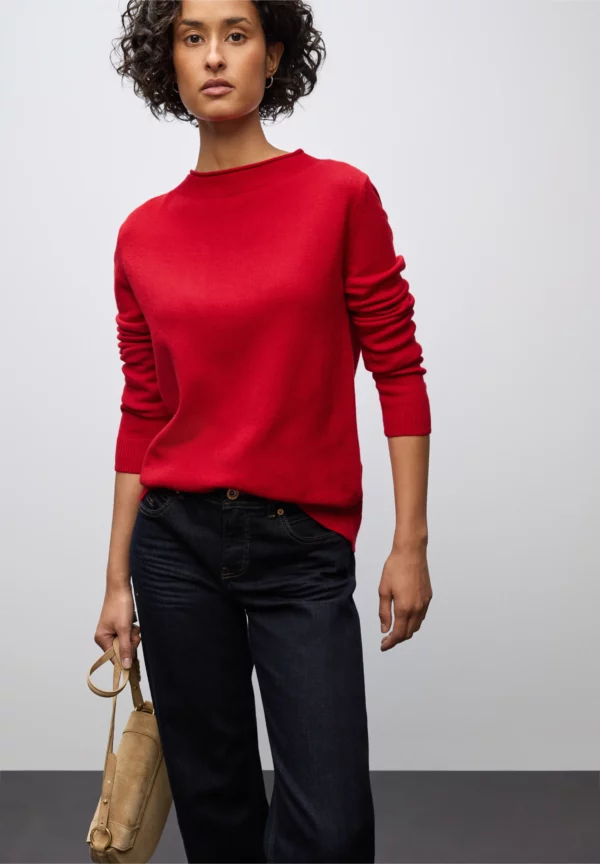 Pull col montant rouge