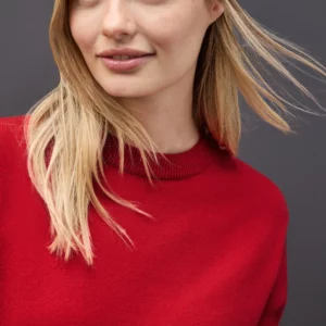 Pull col rond rouge