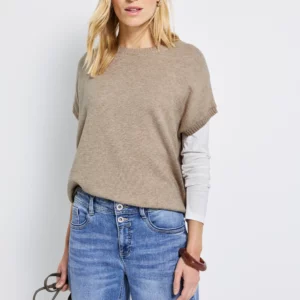 Pull manches courtes beige