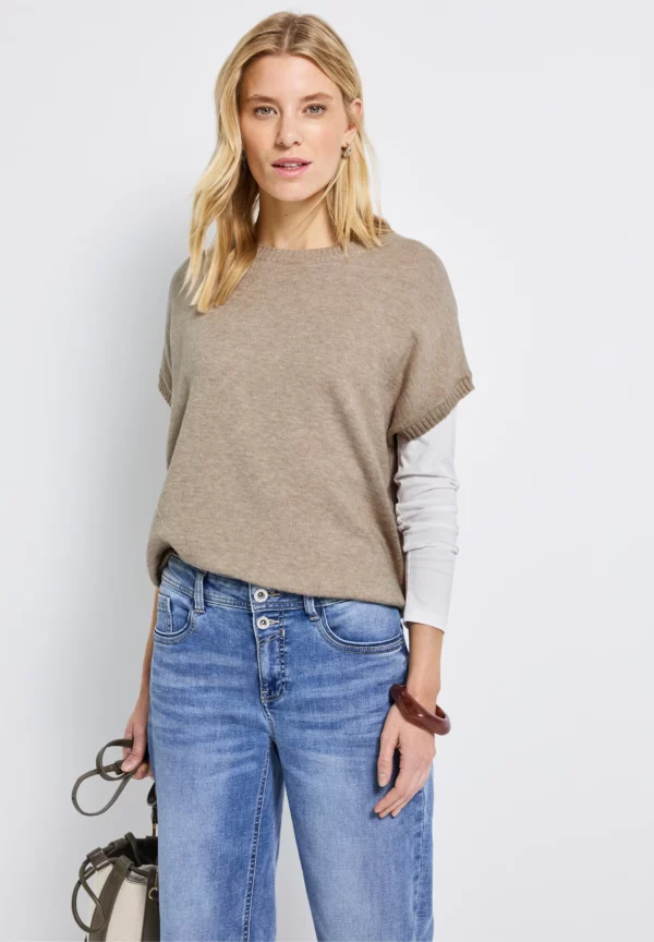 Pull manches courtes beige