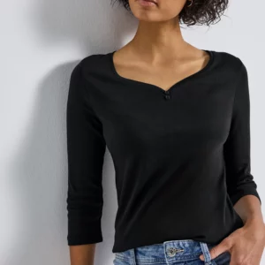 T-shirt manches 3/4 noir
