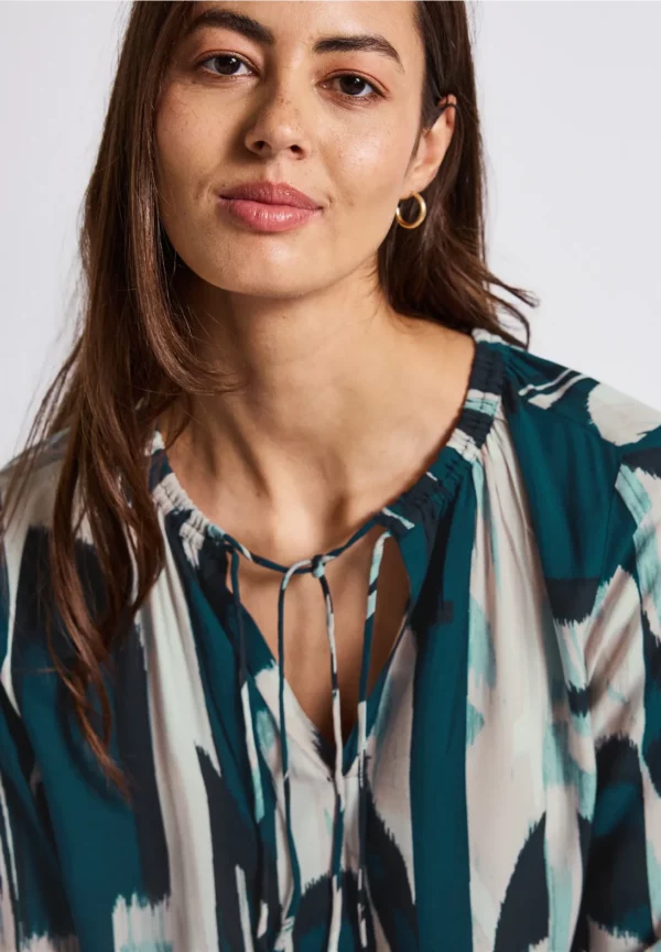 Blouse détails bleu pétrole