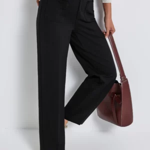 Pantalon noir poches plaquées