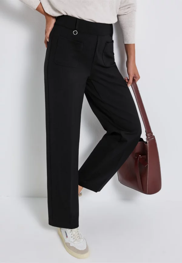 Pantalon noir poches plaquées