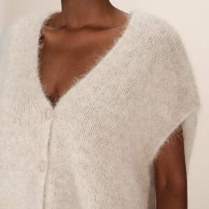 Cardigan sans manches laine et alpaga beige