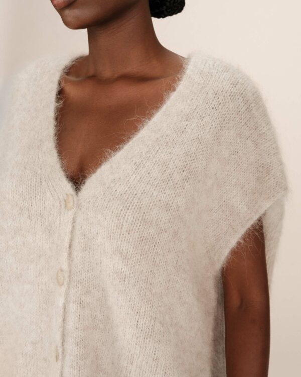 Cardigan sans manches laine et alpaga beige