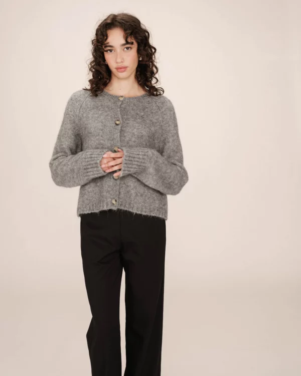 Cardigan gris laine et alpaga – Image 3