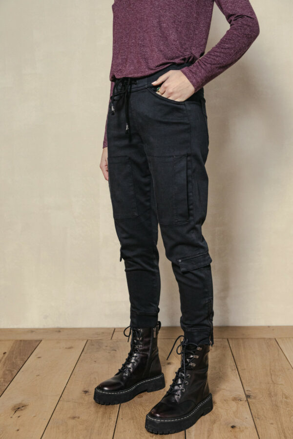 Pantalon cargo en jersey noir – Image 3