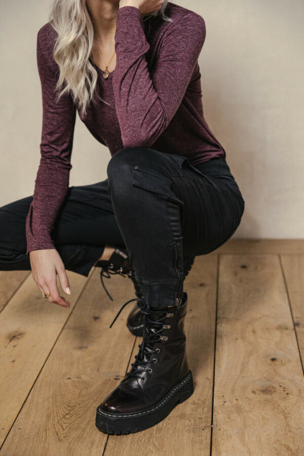 Pantalon cargo en jersey noir – Image 2