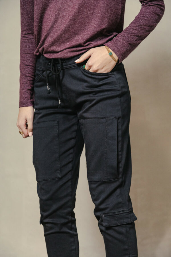 Pantalon cargo en jersey noir