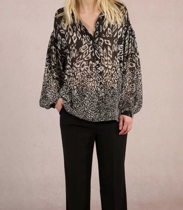 Blouse en voile noir et blanc – Image 3