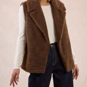Gilet sans manches moumoute marron