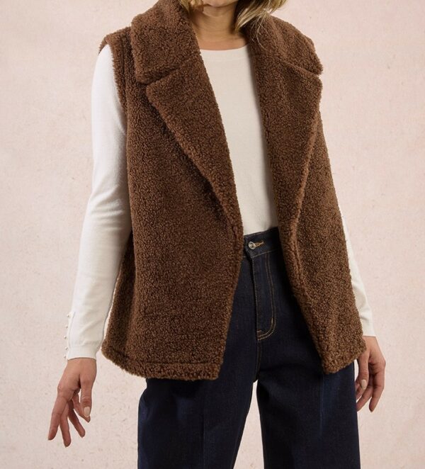 Gilet sans manches moumoute marron