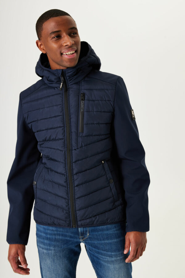 Veste bi-matière bleu marine