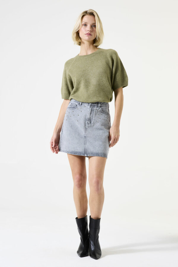 Pull manches courtes vert olive – Image 2