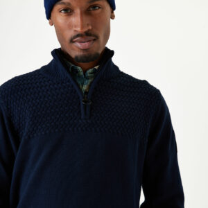 Pull col cheminé bleu marine