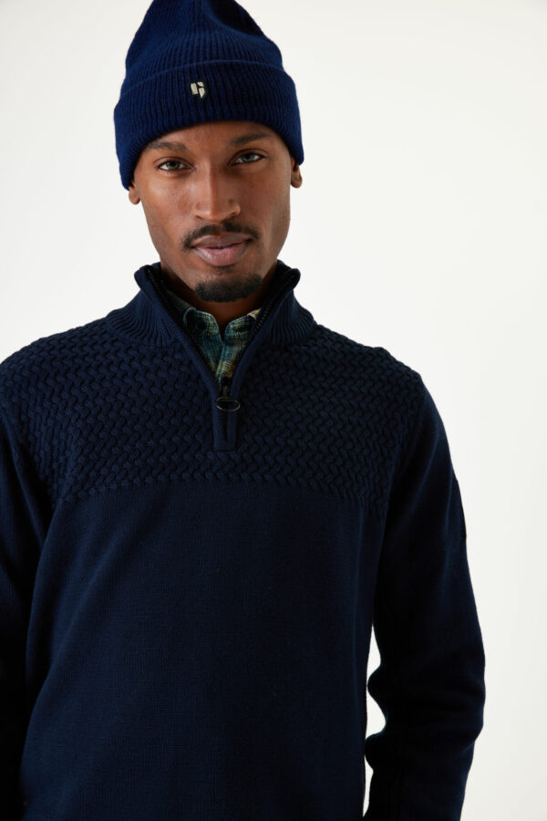 Pull col cheminé bleu marine