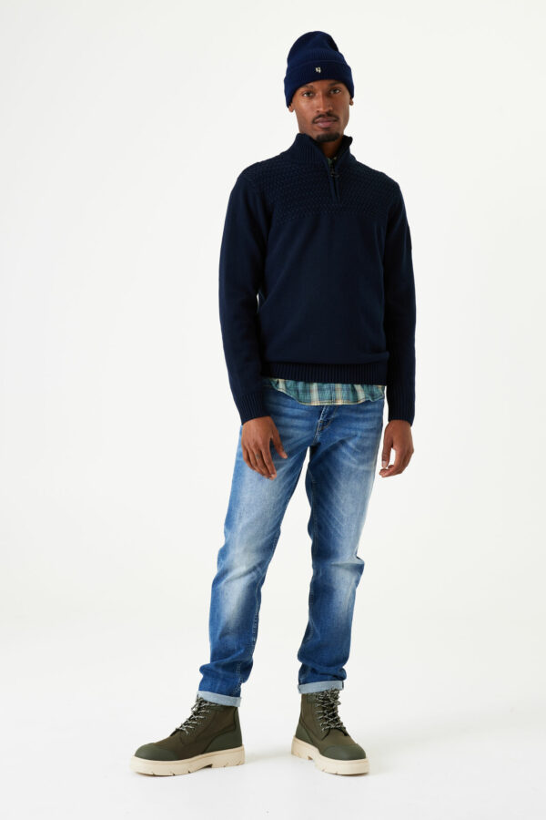 Pull col cheminé bleu marine – Image 2