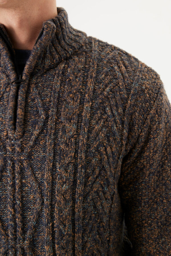 Pull col cheminé chiné marron