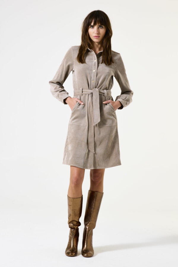 Robe en velours taupe – Image 2