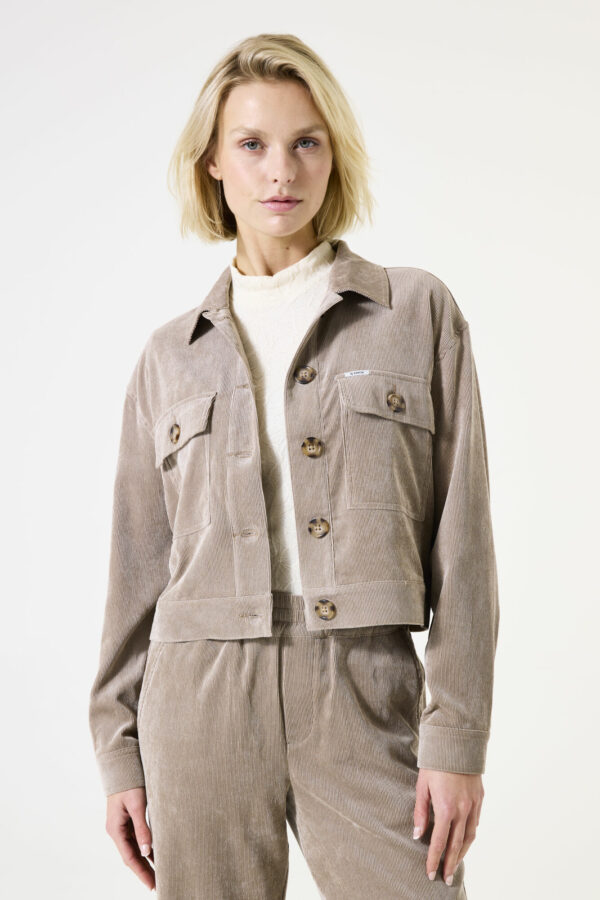 Sur chemise en velours taupe – Image 3