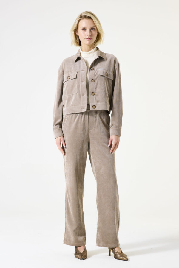 Sur chemise en velours taupe – Image 2