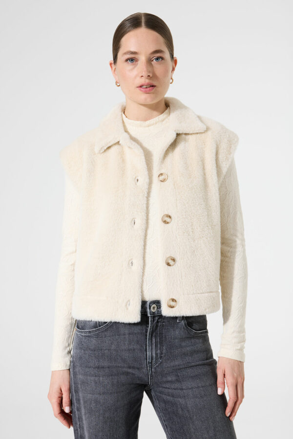 Gilet sans manches doudou écru – Image 3