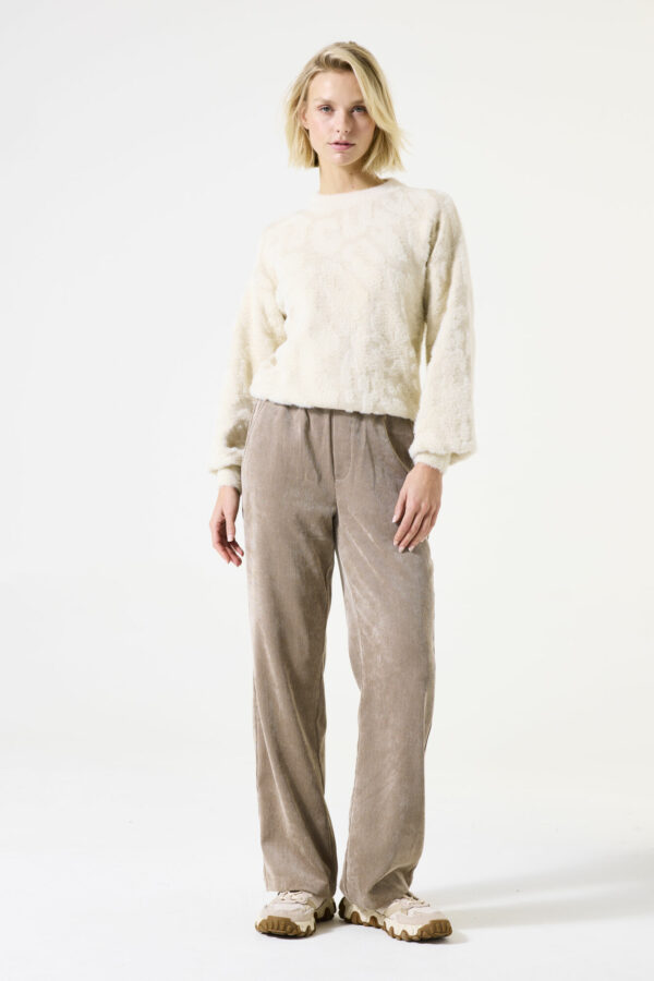 Pantalon en velours fin taupe – Image 2