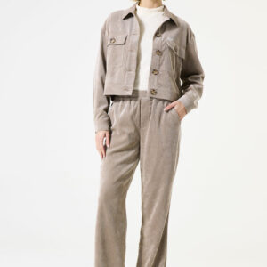 Pantalon en velours fin taupe