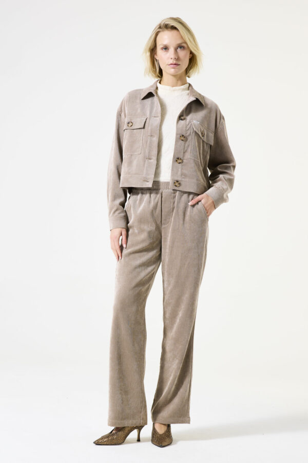 Pantalon en velours fin taupe