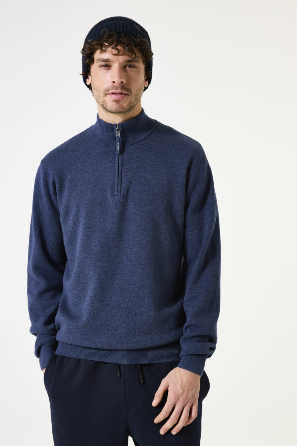 Pull col cheminé bleu – Image 3