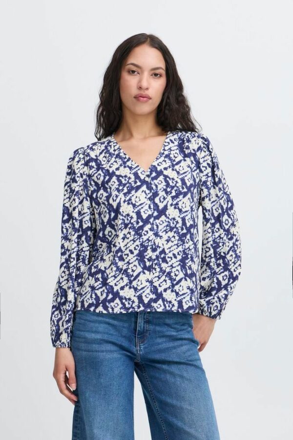 Blouse motifs bleu roi – Image 2