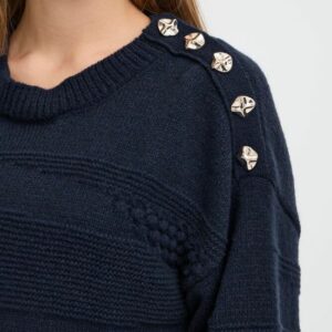 Pull en maille avec boutons bleu
