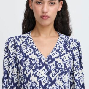 Blouse motifs bleu roi