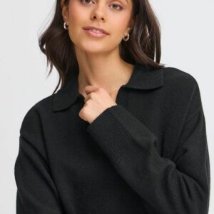 Pull noir col polo