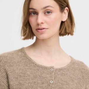 Cardigan taupe boutonné