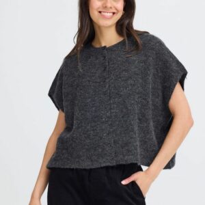 Pull manches courtes large gris anthracite