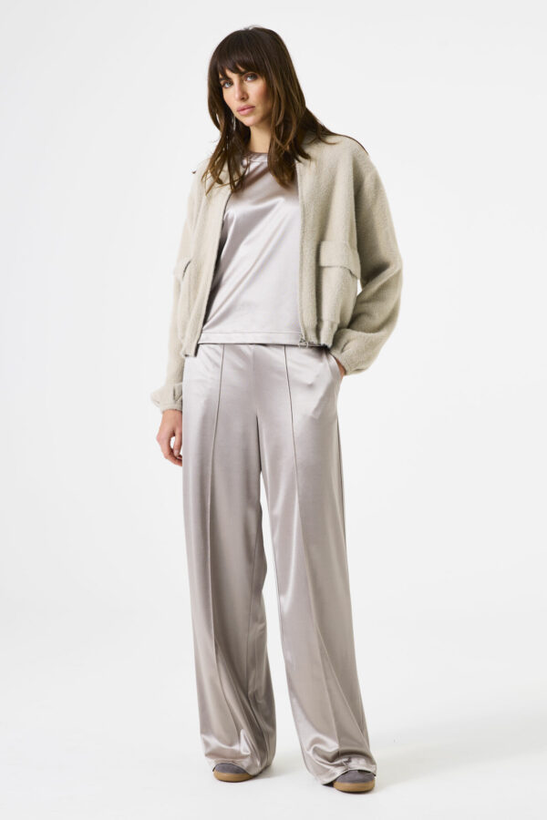 Gilet zippé beige pailleté – Image 2