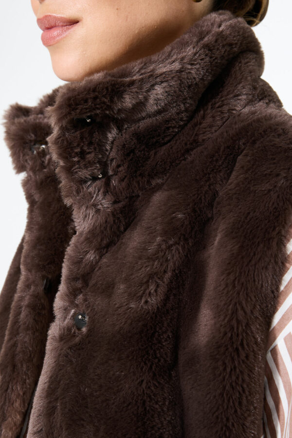 Veste sans manches fausse fourrure chocolat