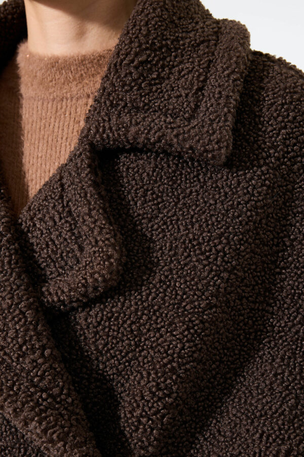 Veste sans manches en teddy oversize chocolat – Image 3