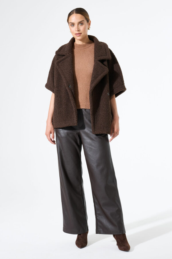 Veste sans manches en teddy oversize chocolat – Image 2
