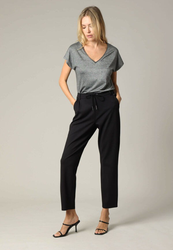 Pantalon taille élastique noir – Image 3