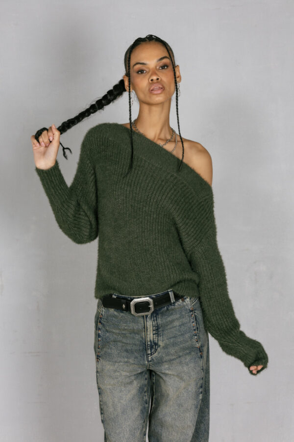 Pull col bateau kaki