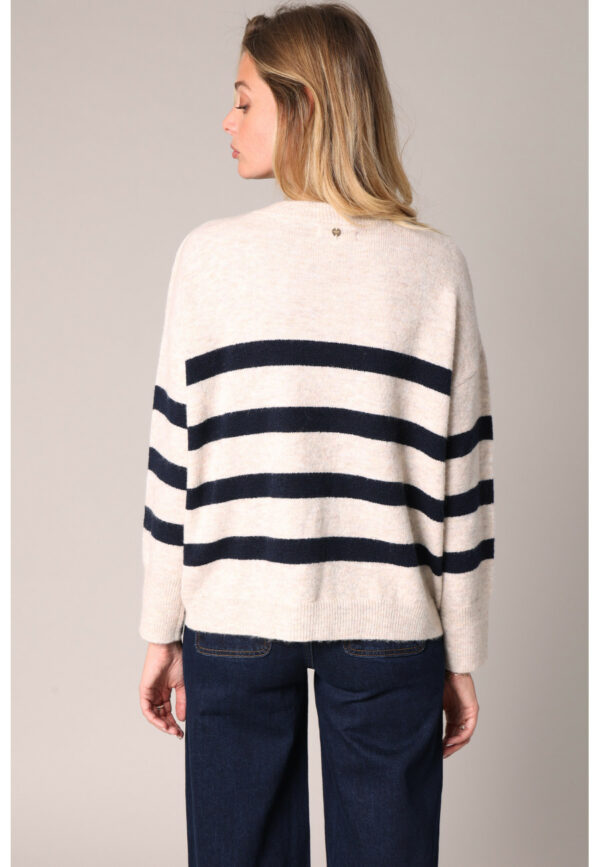 Pull rayé beige et bleu – Image 4