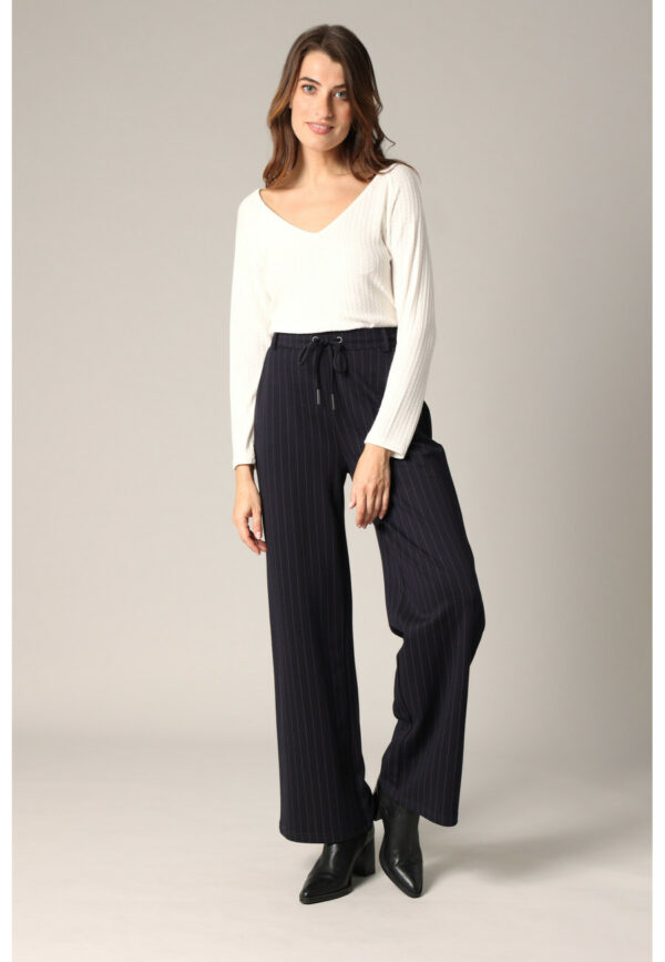 Pantalon large rayé bleu nuit – Image 4