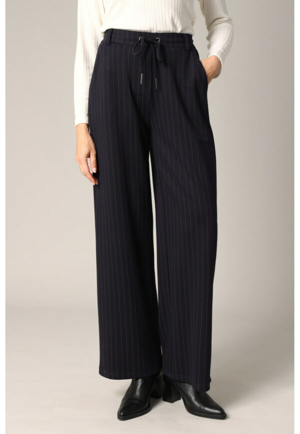 Pantalon large rayé bleu nuit – Image 3