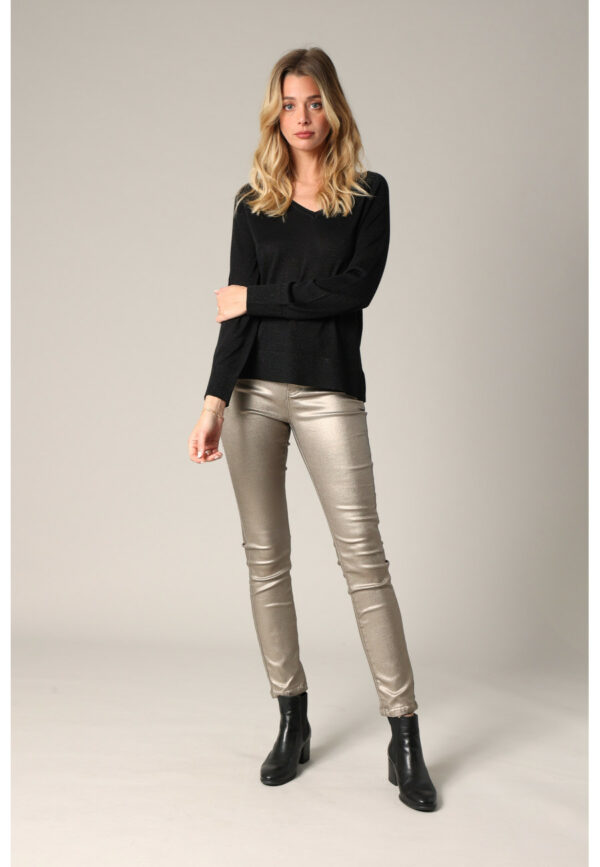 Pull col V pailleté noir – Image 4