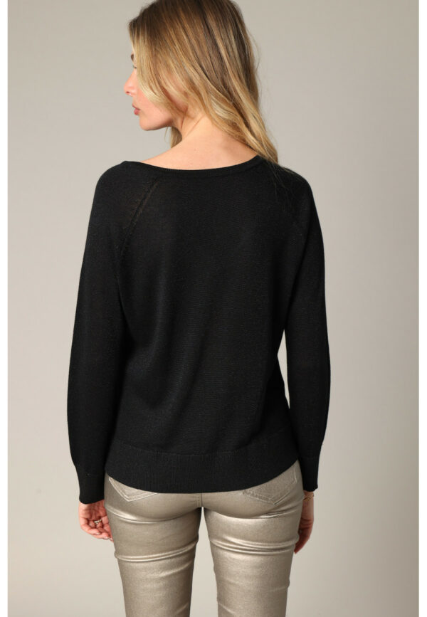 Pull col V pailleté noir – Image 3