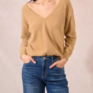 Pull maille doudou camel