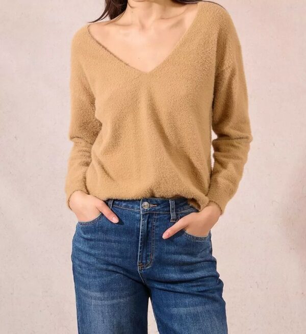 Pull maille doudou camel